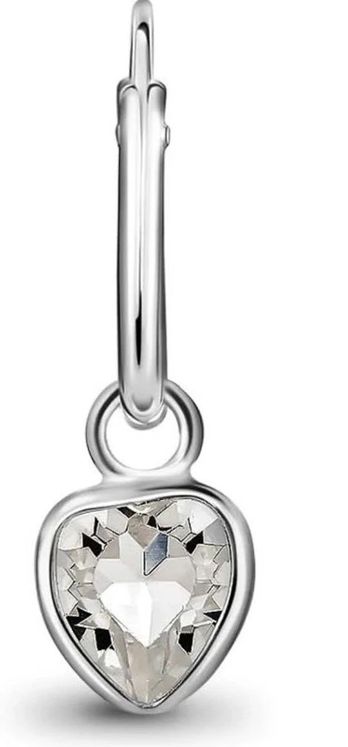 💍petites creoles argentés pendantes avec coeur en zircon - photo numéro 3