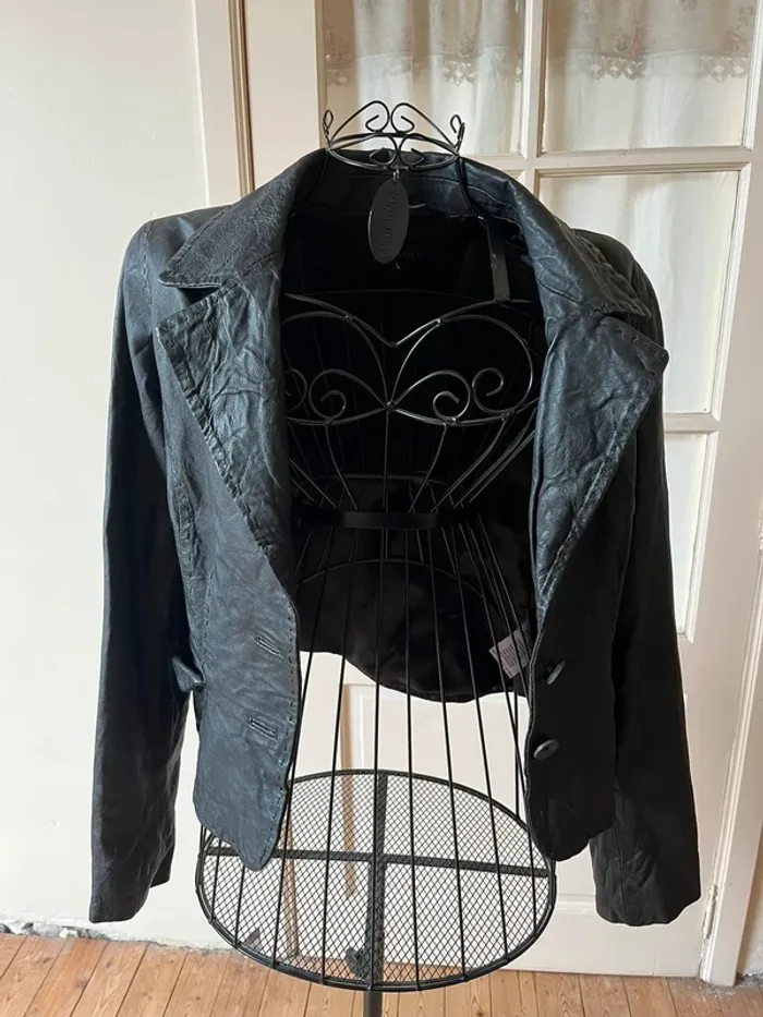 Veste en cuir froissée Premium - photo numéro 2