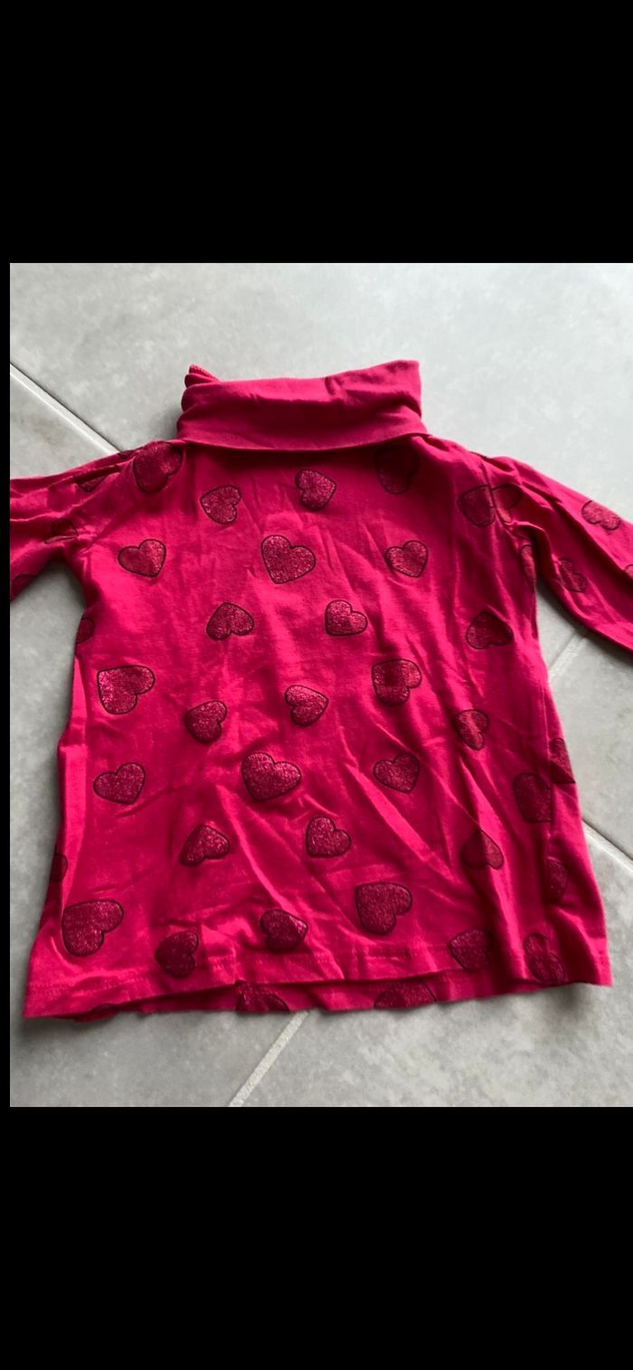 Sous pull col roulé avec cœurs 4 ans - photo numéro 3