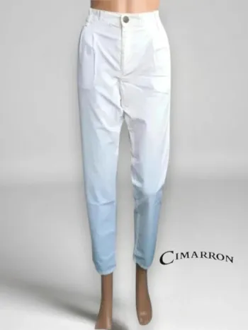 Pantalon blanc à pince coupe slim ,taille haute,extensible,marque Cimarron