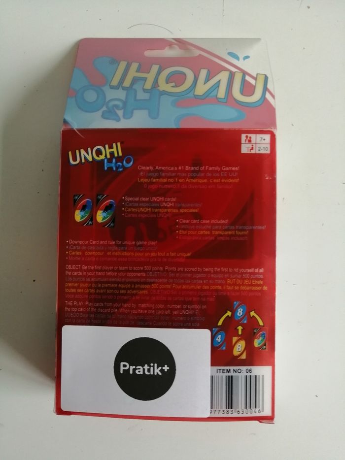 Uno UNQHI H2O jeu de société cartes neuf et blister jamais ouvert - photo numéro 2