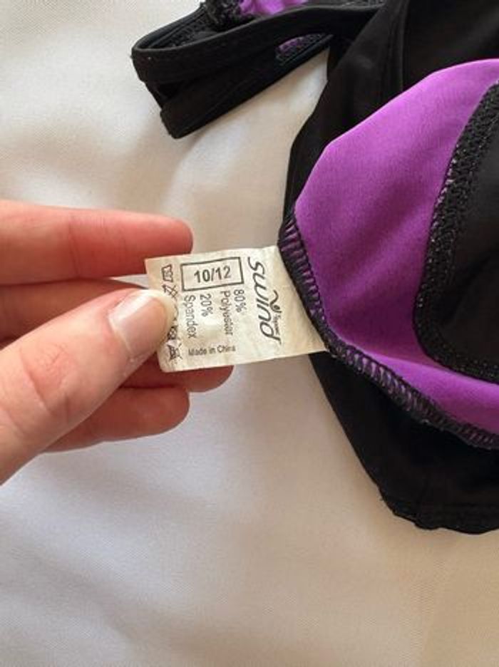 Maillot de bain noir et violet 1 pièce - 10/12 ans - photo numéro 3