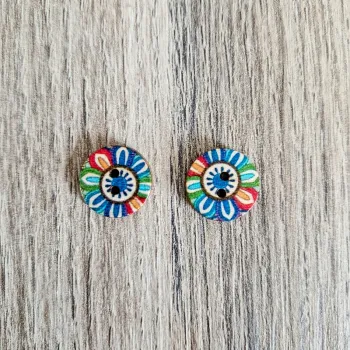 Lot de 2 boutons en bois vintage