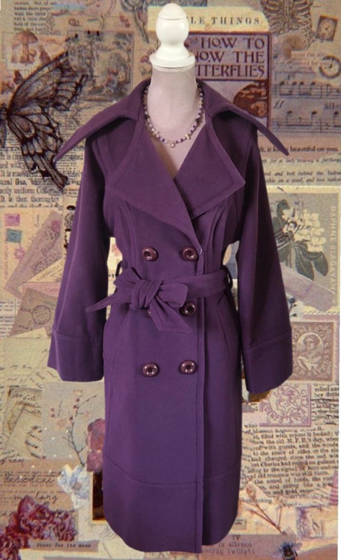 💜Superbe manteau long laine cachemire mauve neuf avec étiquette vintage 00s wool cashmere coat💜 - photo numéro 3