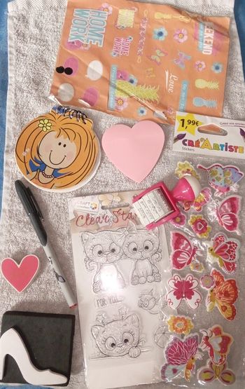 Lot de 9 articles papeterie fille