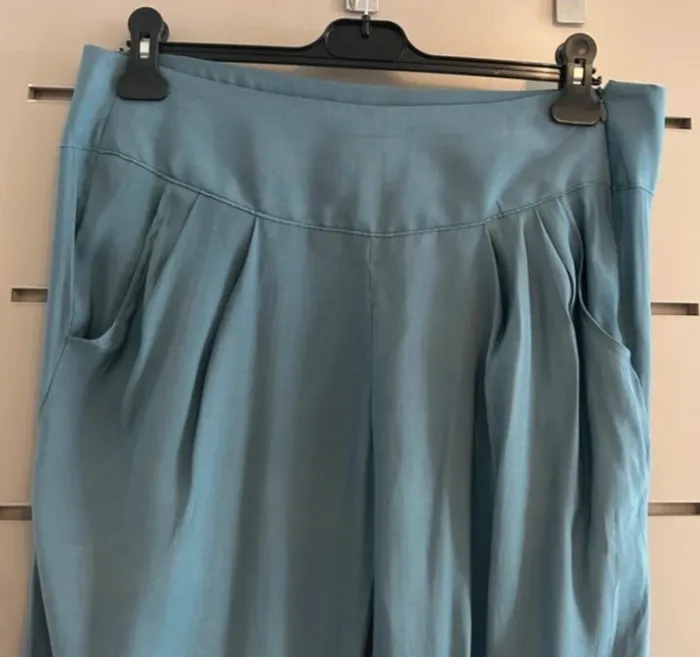 Émita churlaud pantalon sarouels bleu en 100 % soie, femme, taille 38 - photo numéro 2