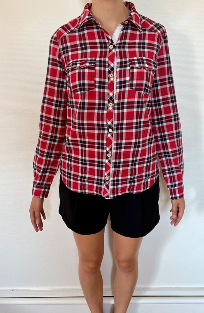 Chemise à carreaux rouge Zara taille S - photo numéro 5