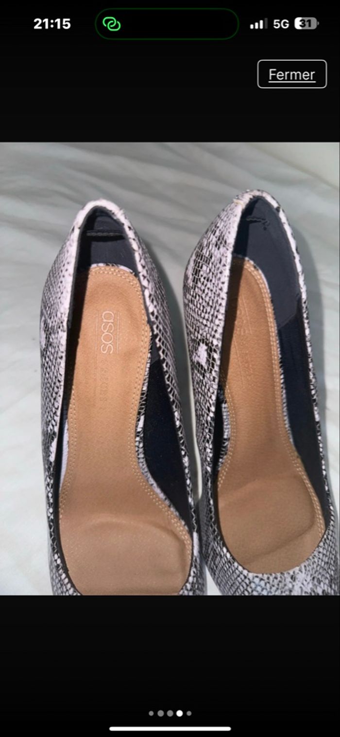 Escarpin gris python en cuir, talons 8 cm marque asos - photo numéro 5