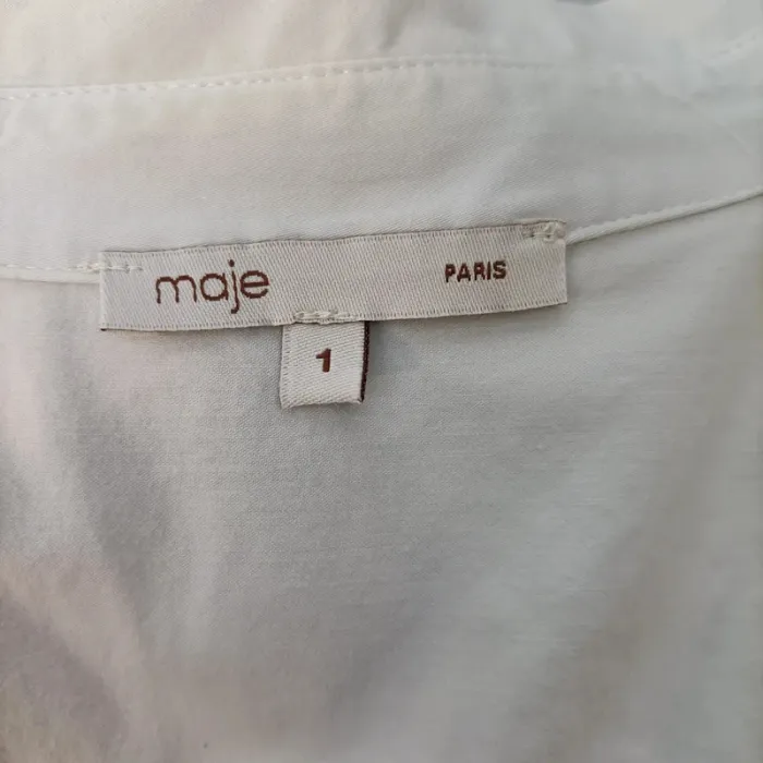 Combishort beige clair Maje manches courtes ceinturée coton taille 36 coupe city chic A1085 - photo numéro 8
