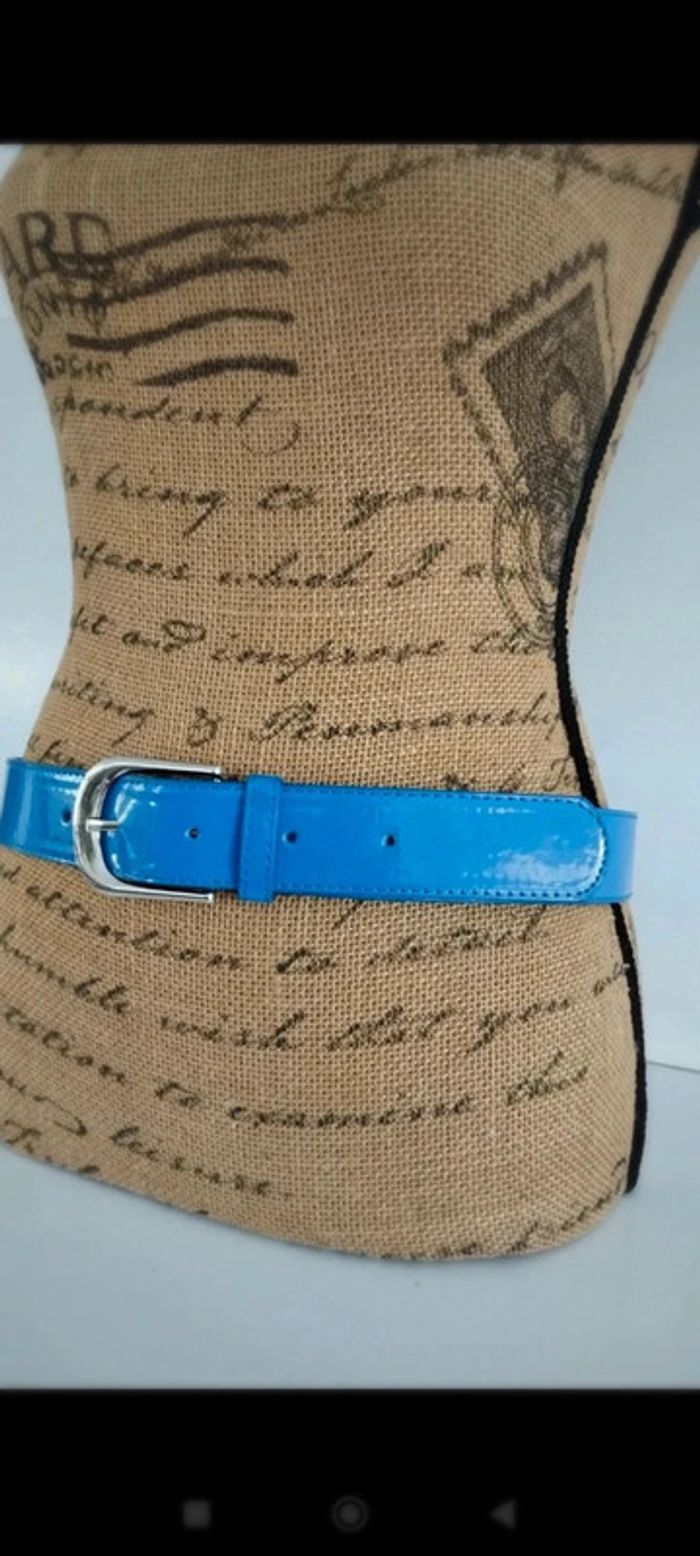 Ceinture bleu boucle argenté femme 95 cm - photo numéro 3