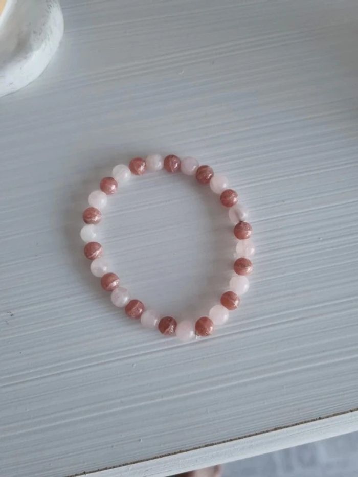 Bracelet en Rhodochrosite et Quartz Rose
