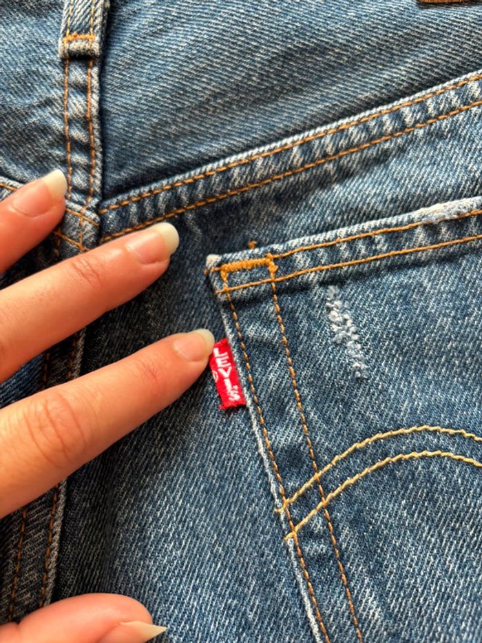Short Levi’s 501 mini court bleu frange effiloché – taille haute style destroy Levi’s Premium L/40 - photo numéro 9