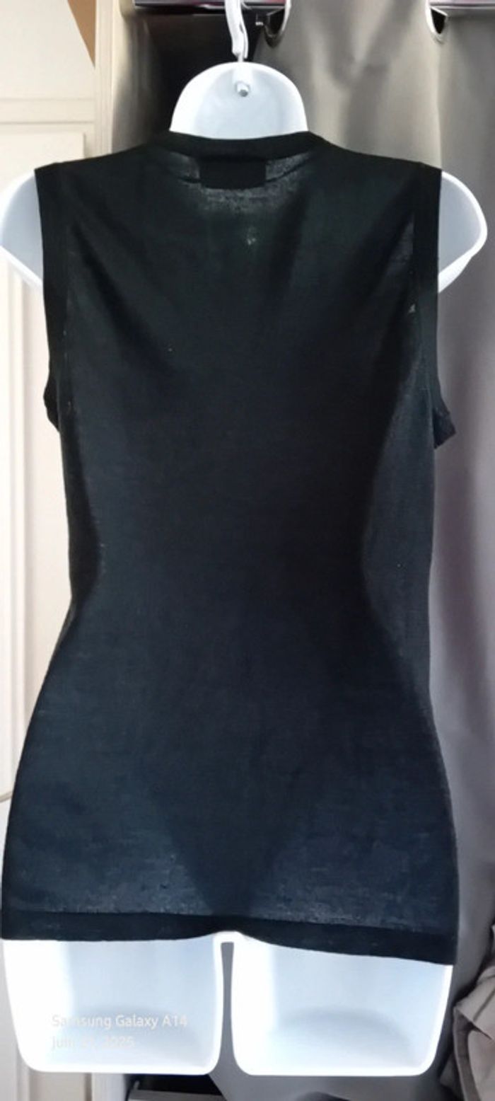 Débardeur long aspect laine avec rayures col rond noir femme M source - photo numéro 2