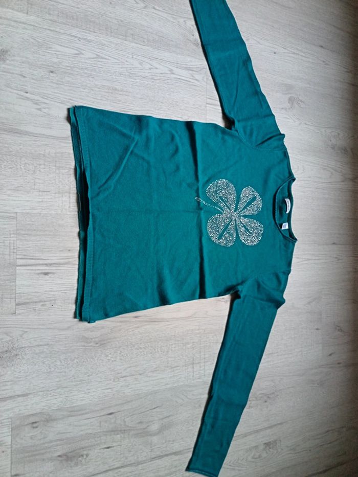 Pull fin 14 ans fille Okaïdi  motif trèfle - photo numéro 2