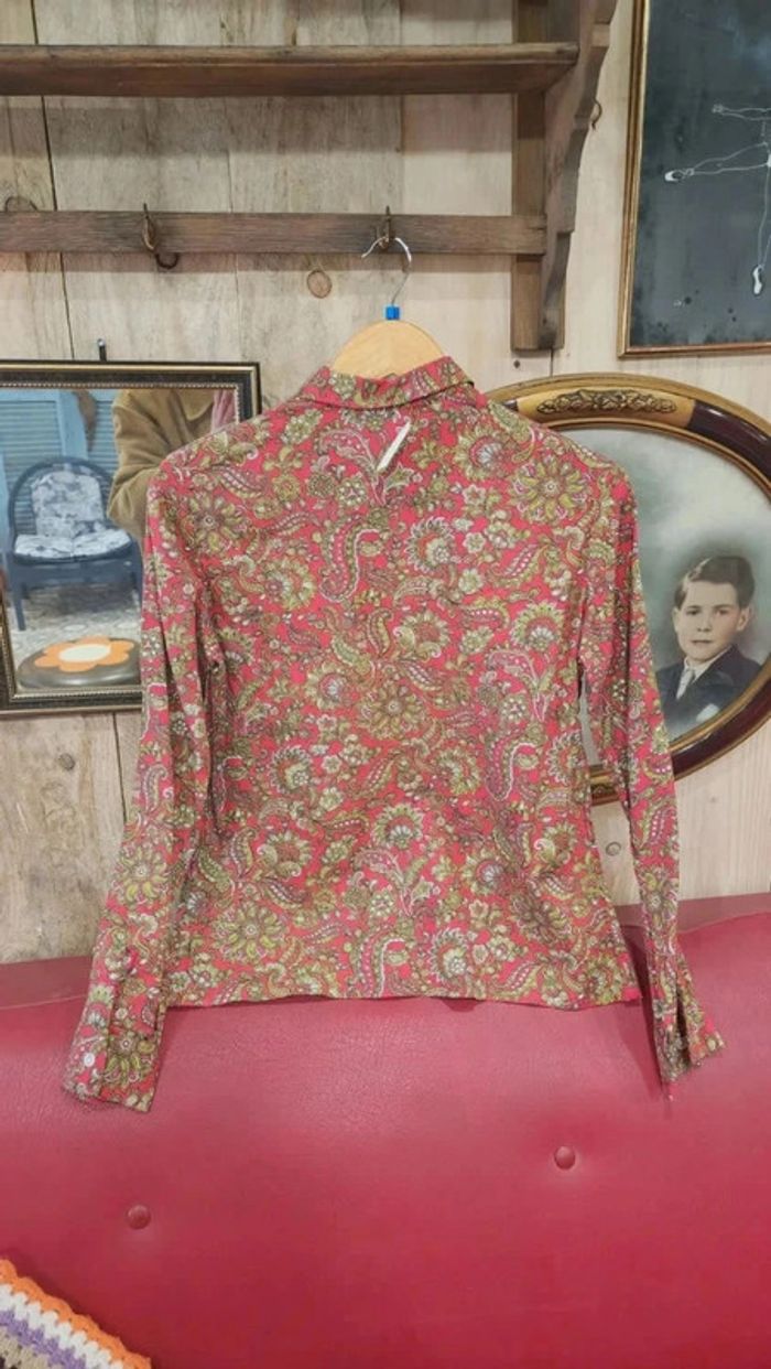 Superbe chemisier col pelle a tarte seventies en coton et viscose - photo numéro 4