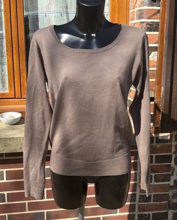🤎 Pull fin marron col rond Tissaia – Taille 42/44