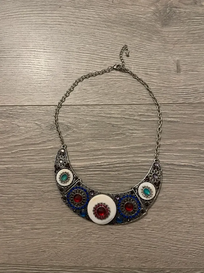 collier plastron ethnique vintage