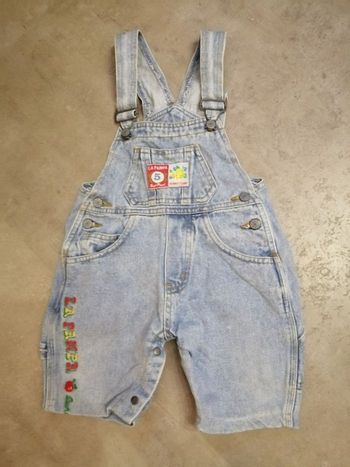 Salopette courte en jean 1 an Sunny Team