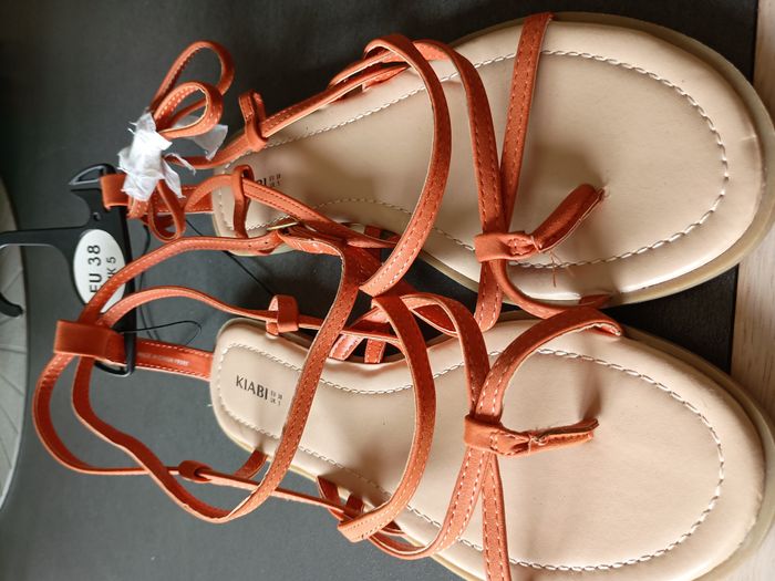 sandale orangée - marron - photo numéro 5
