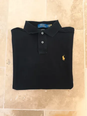 Polo Ralph Lauren homme M custom slim fit noir logo jaune excellent état