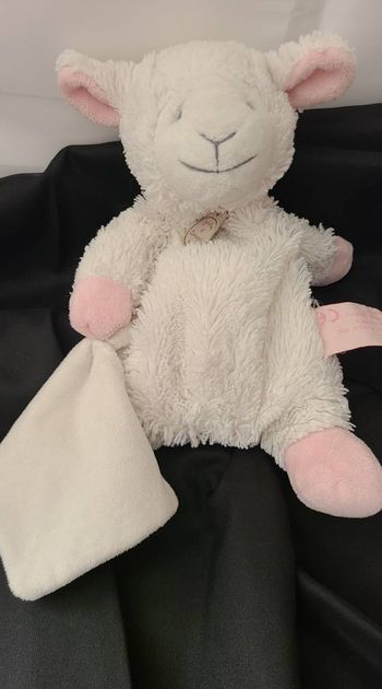 DOUDOU AGNEAU Mouton ROSE Blanc DOUDOU ET COMPAGNIE Mouchoir