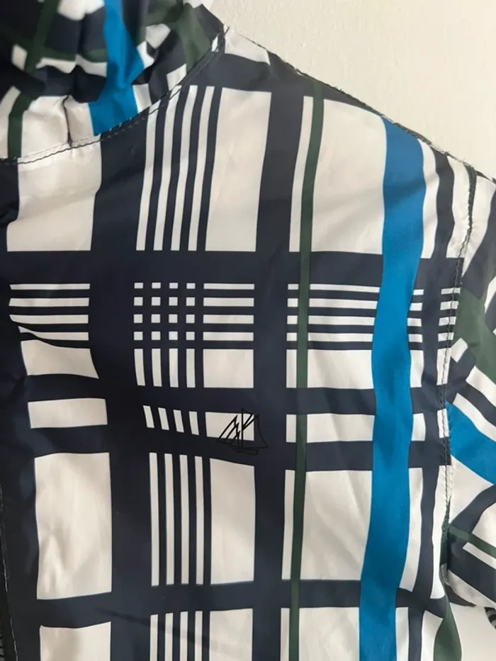 Imperméable petit bateau blanc rayé bleu et vert - photo numéro 3