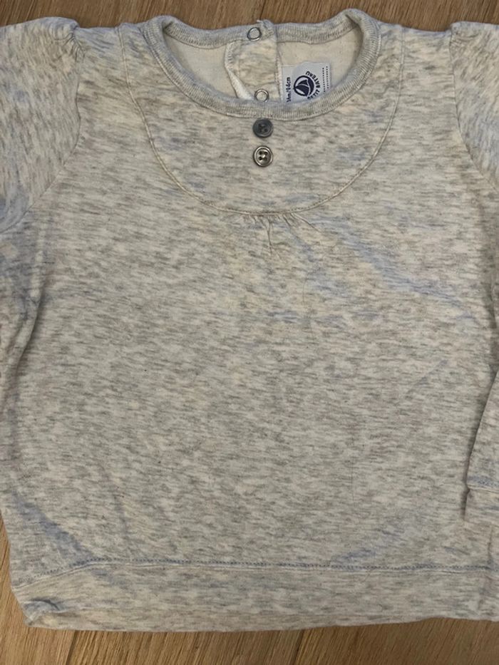 Tee shirt manche long fille gris 36 mois petit bateau très bon état - photo numéro 2
