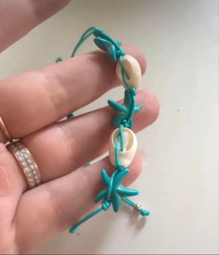 Bracelet de cheville NEUF thème estival avec coquillage et étoile de mer - photo numéro 2