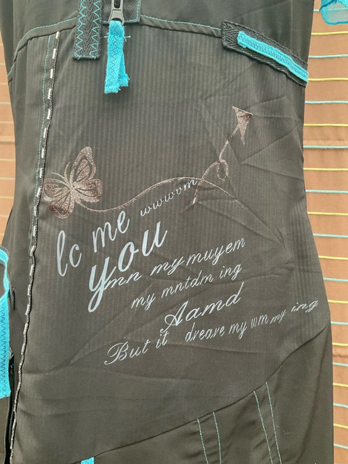 Robe chasuble noire et turquoise neuve T4 - photo numéro 2