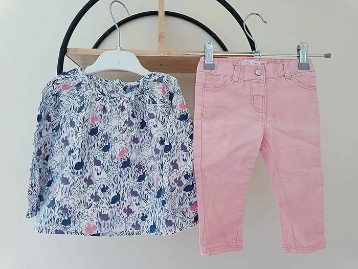 12 mois ensemble blouse Gap et pantalon Gémo