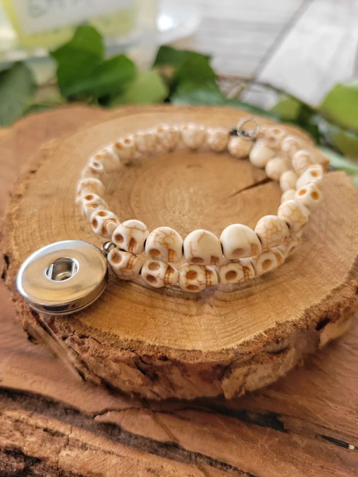 Bracelet chunk mémoire tête de mort pour bouton pression - photo numéro 2