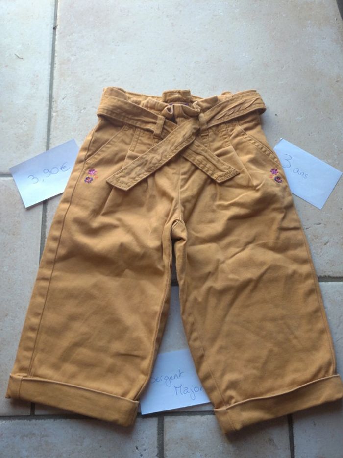 Pantacourt ample patte d'éléphant avec ceinture Fille 3 ans Fleurs Sergent major