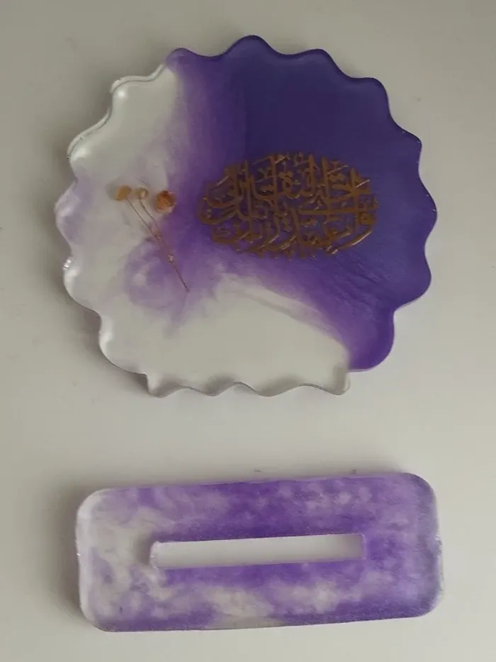 idée cadeau ornement bureau coiffeuse couvre tasse en résine et plantes naturelles abr011 - photo numéro 7