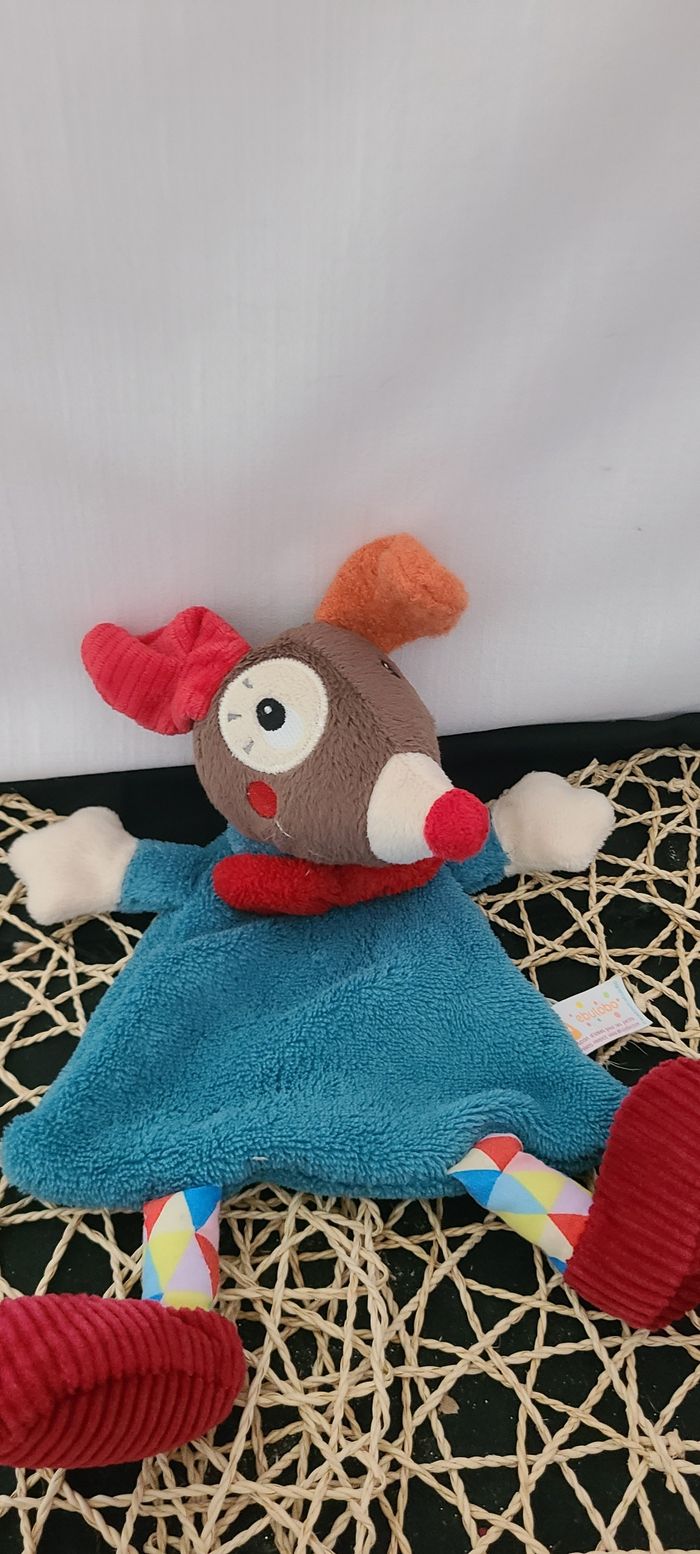 Chien EBULOBO doudou Gustave le clown plat bleu - photo numéro 2