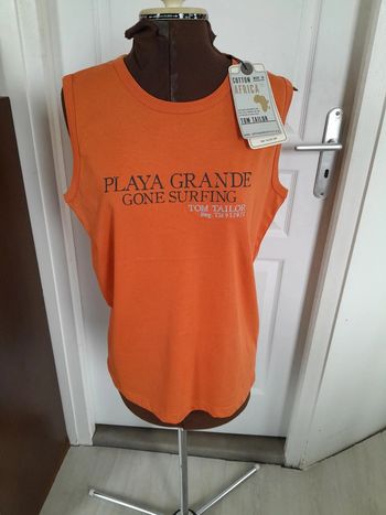 Tee shirt sans manche Tom Tailor brodé neuf avec étiquette