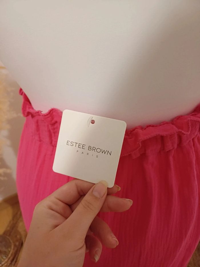 Robe rose longue en gaze de coton neuve Estee Brown taille M/L 38/40 - photo numéro 10