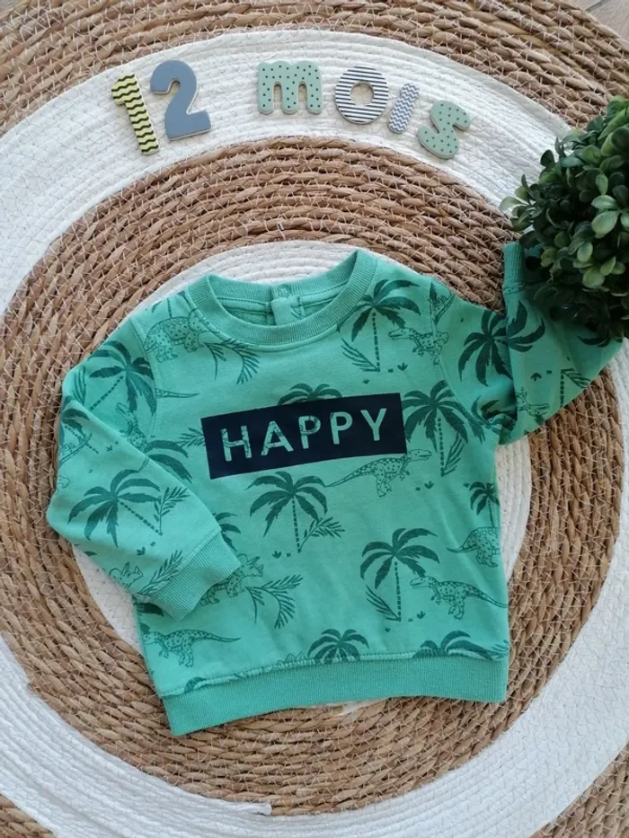 Sweat vert à motifs - Gémo - 12 mois