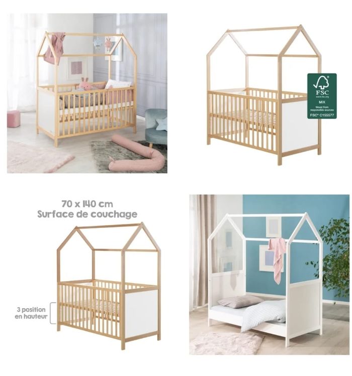 Lit Cabane en bois 70x140 - photo numéro 4