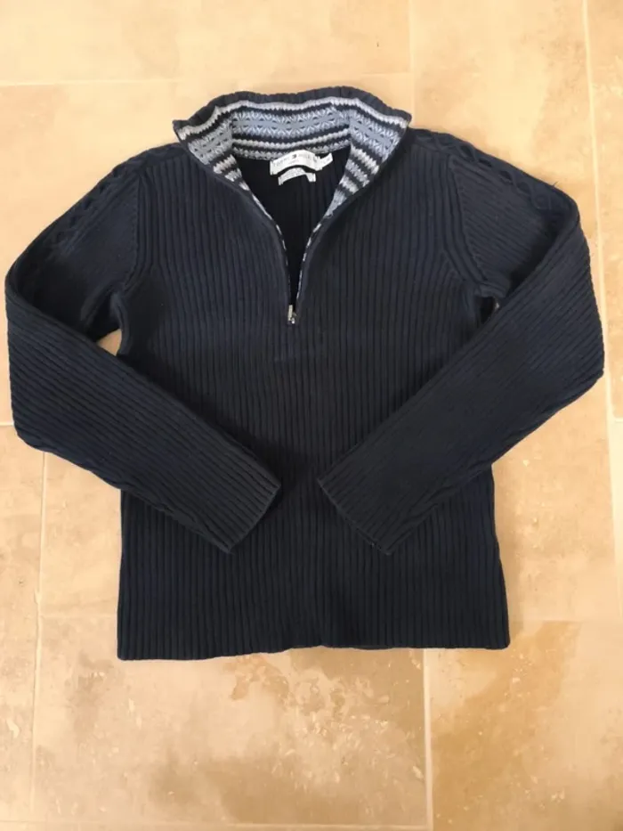 Pull 1/4 zippé Tommy Hilfiger femme marine L excellent état