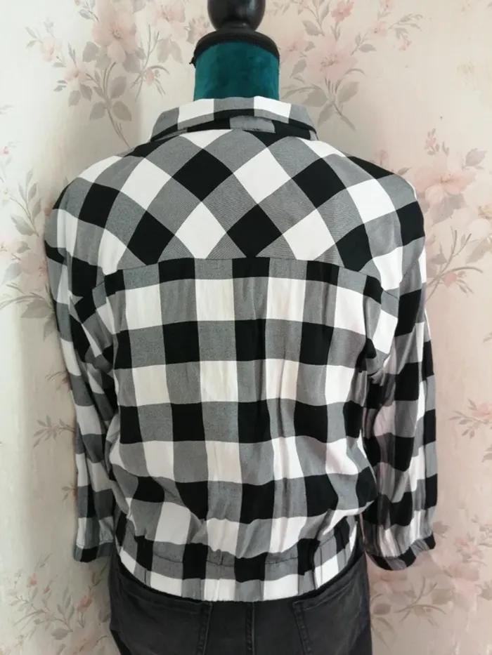 Chemise courte blanche et noire à carreaux manches 3/4 / tally weijl / (XL) - photo numéro 8