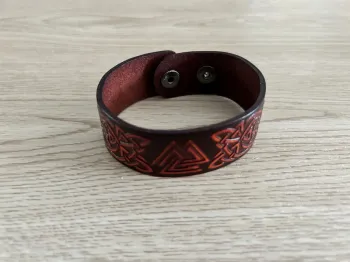 Bracelet Manchette en Cuir Celtique Neuve