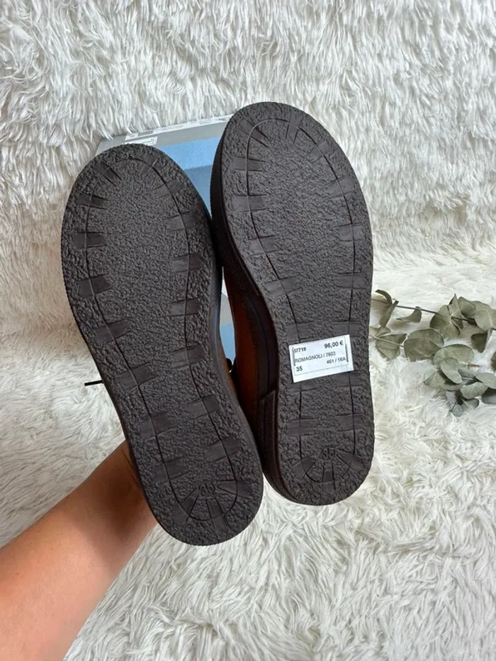 Paire de basket montante en cuir marron Franco Romagnoli taille 35 - photo numéro 4