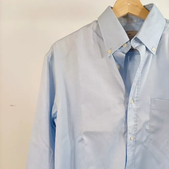 Chemise bleu ciel col américain manches longues coupe droite homme taille M A879 - photo numéro 3