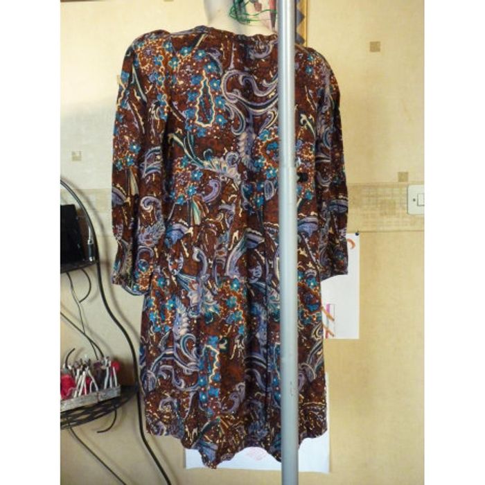 Miss June - Robe  marron et bleu motifs perles-T38 - photo numéro 2