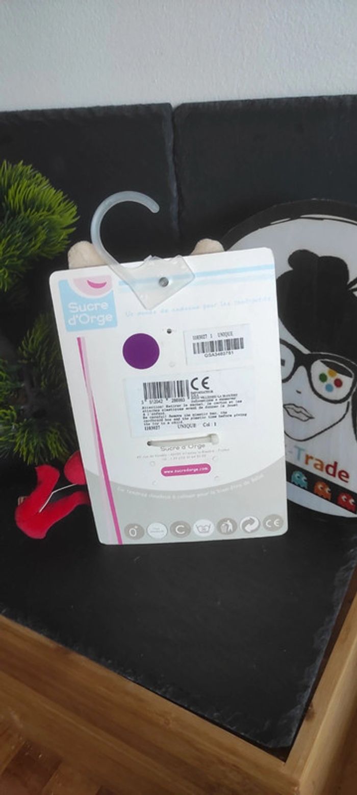 Doudou Tetinou lapin Sucre d'orge blanc orange rouge légumes carotte navet poire vert violet - photo numéro 2