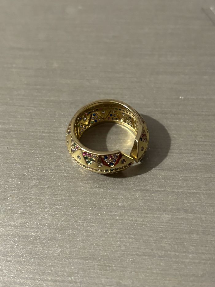 Bague dorée Dôme zircons multicolore