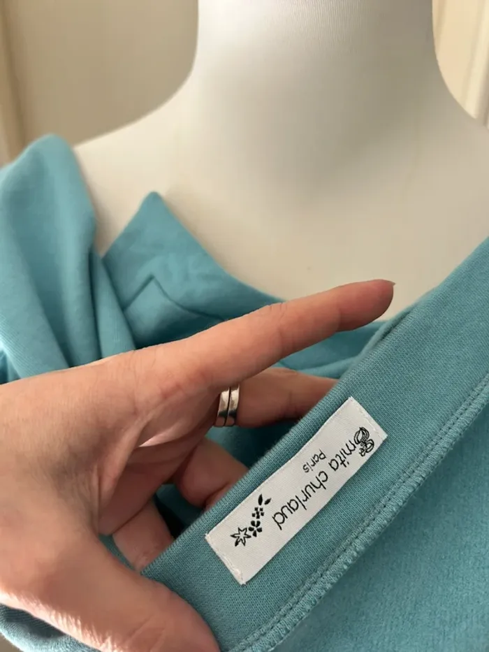 Sweat pull fin bleu coton femme, taille 1/36 - photo numéro 5