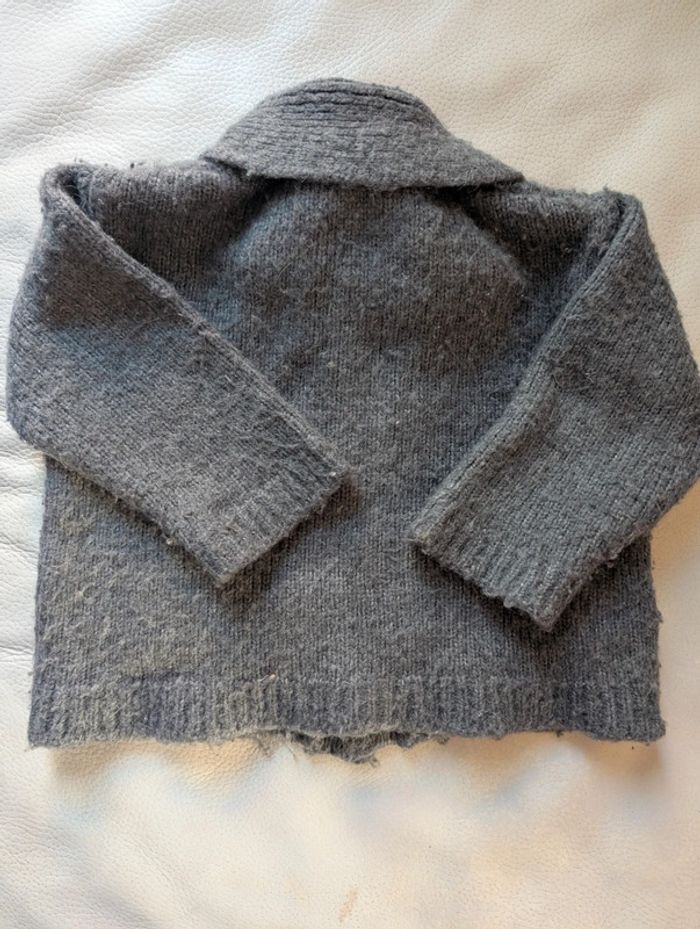 Gilet maille tricot laine Bout'chou 24 mois 86 gris anthracite - photo numéro 2