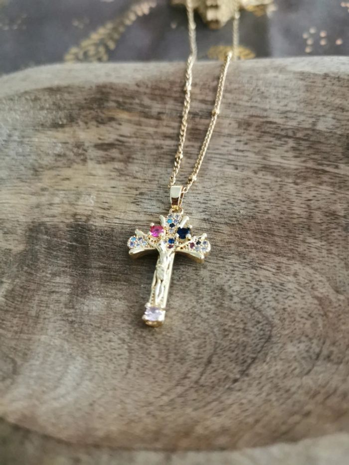 Collier et pendentif spirituel croix chrétienne christ - photo numéro 2