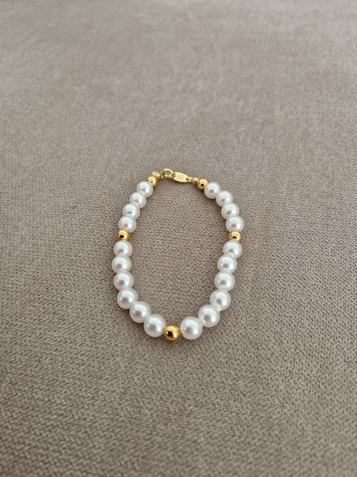 Bracelet perles blanches et dorées - photo numéro 6